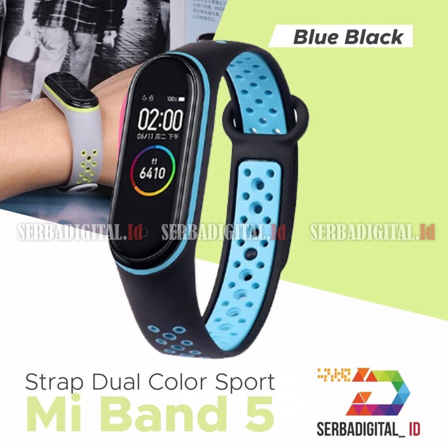 CUCIGUDANG Band Strap Soft Rubber Dual Color Sport Strap for Xiaomi MI Band 5