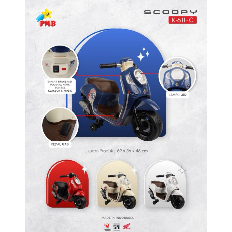 Motor Aki Anak PMB M-999 Scoopy dan K611C Mini Scoopy