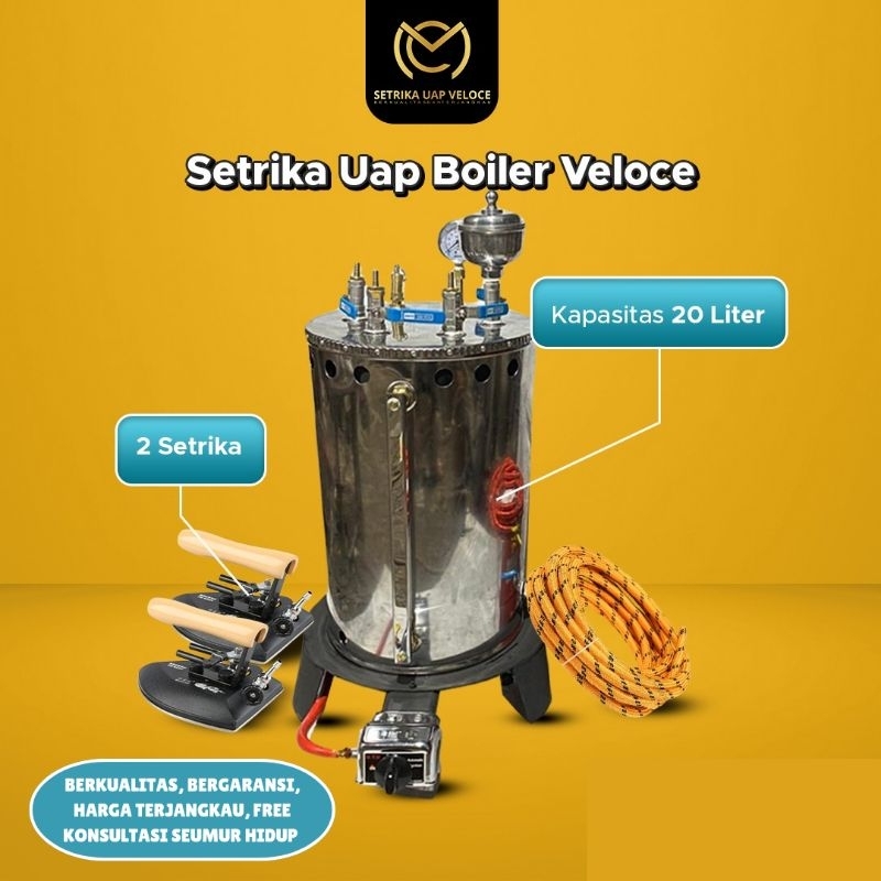 Setrika Uap Boiler 20Liter 2 Kepala Setrika