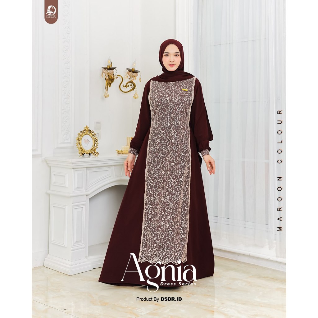 READY STOCK Agnia dress by DSDR gamis cantik brukat