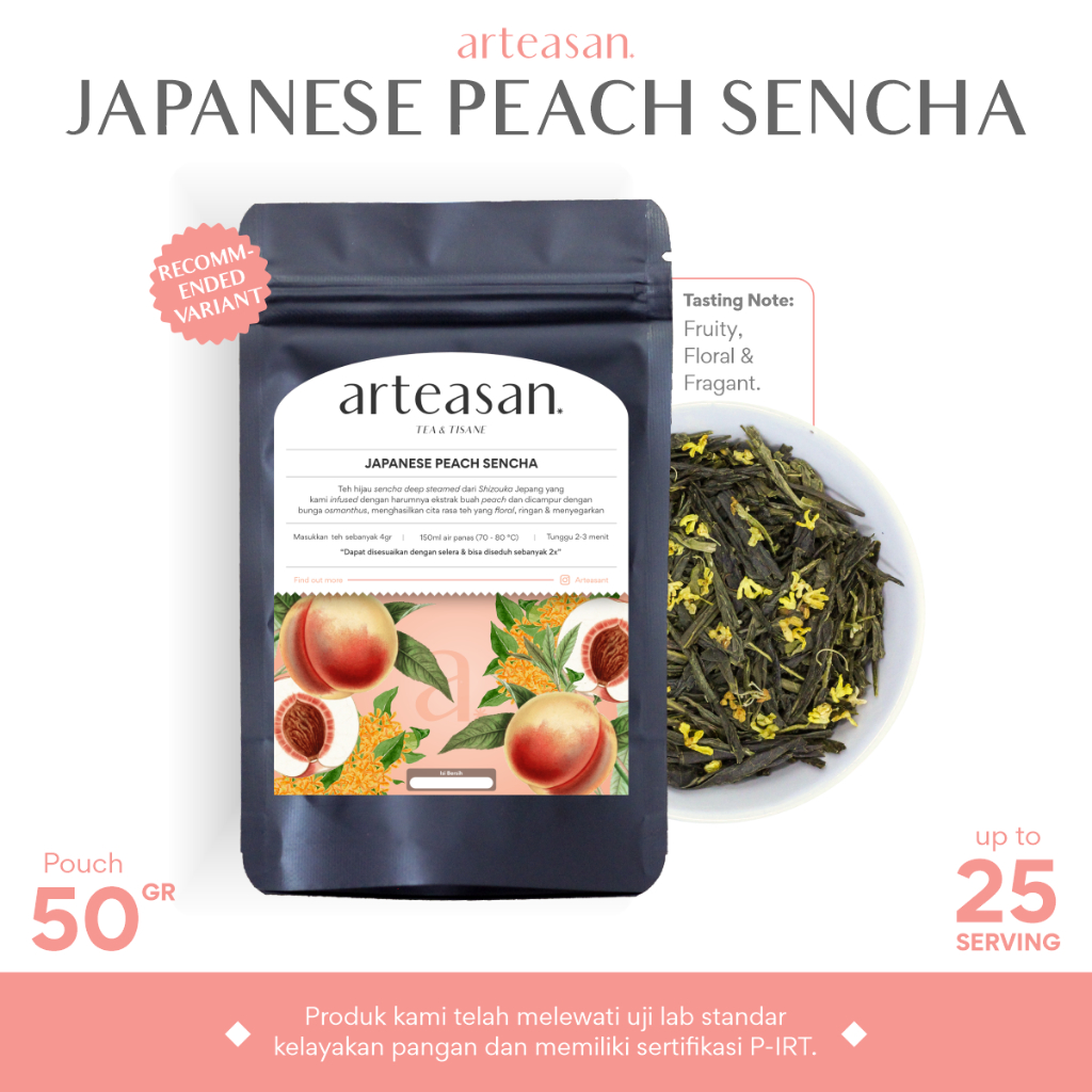 

Japanese Peach Sencha - Tea Blend - Ukuran 50gr / Teh Hijau Sencha rasa peach / Loose Leaf Tea