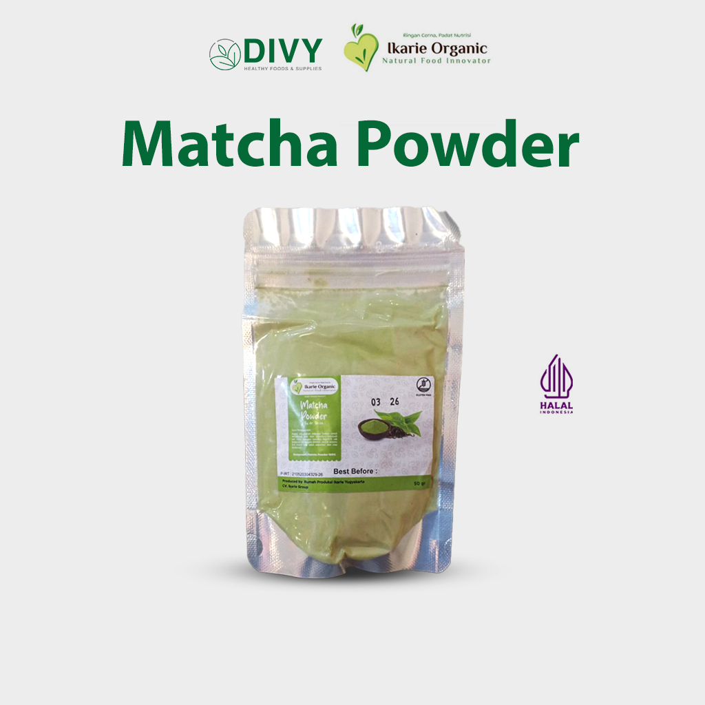 

Matcha Powder Ikarie Organic | dapat digunakan sebagai bahan untuk kue dan minuman diseduh menjadi teh hijau