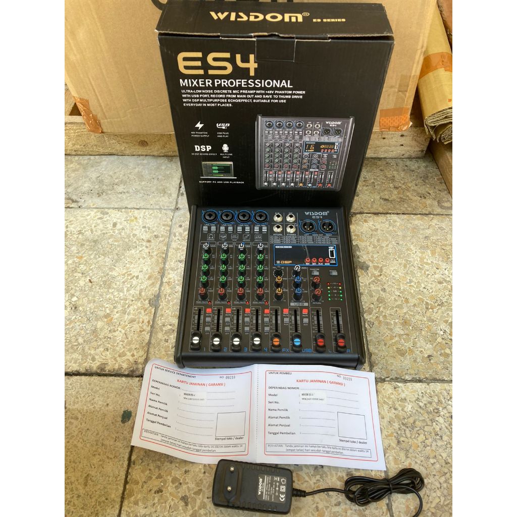 Mixer audio wisdom es4 es 4 4CH bluetooth soundcard original Mixer 4 channel merk wisdom Garansi