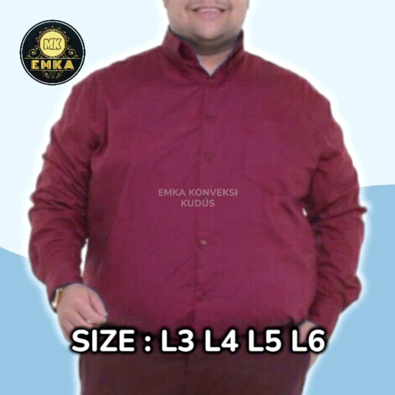 Baju Kemeja Pria Merah Ukuran Jumbo Oversize Bigsize LD 120-135