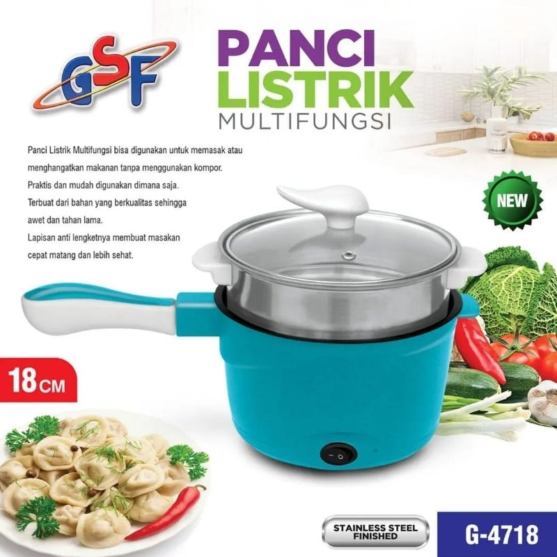 Panci Listrik GSF G-4718  / Panci elektrik anti lengket / Panci goreng listrik / Panci kukus listrik