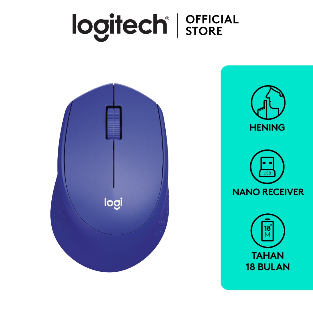Logitech M331 Mouse Wireless Silent Click - Blue