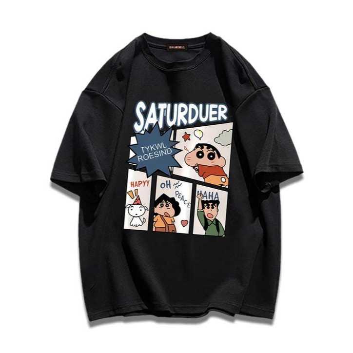 HF - Kaos Oversize Wanita Summer Crayon Shincan Dewasa Korean Style Tshirt Kece Remaja Muslimah OOTD