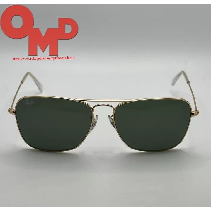 Kacamata Rayban CARAVAN RB 3136 Gold Green Original