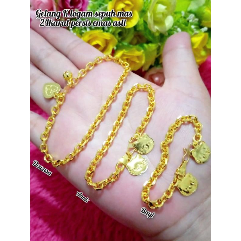 gelang medan bahan logam sepuh mas 24k persis emas asli
