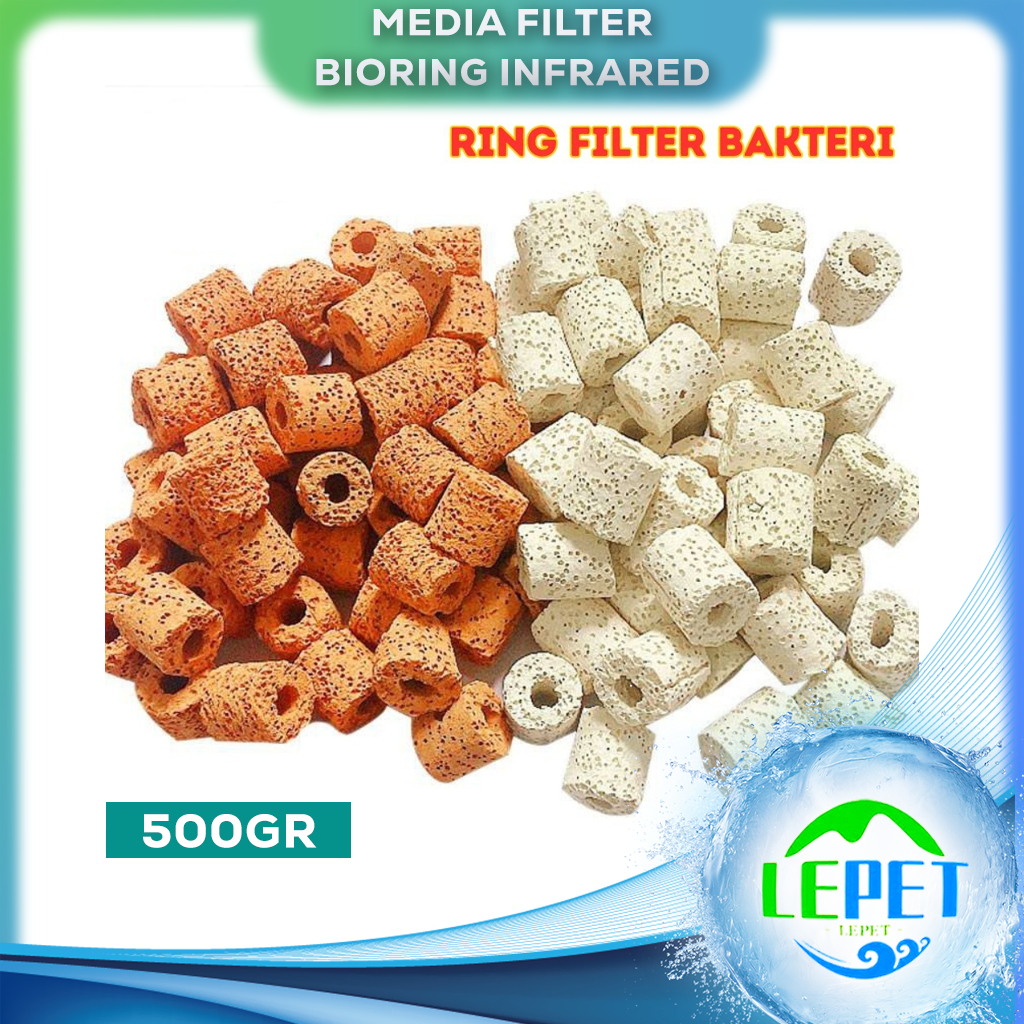 LEPET BIORING INFRARED bio ring pori pourus MERAH/PUTIH media filter biologis 500G