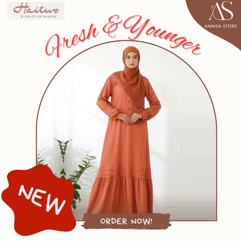 BAJU CANTIK GAMIS RAYON REMAJA DAILY OUTFIT HAITWO HAIDAY 03 TERRACOTTA DREES CASUAL FRESH & YOUNGER