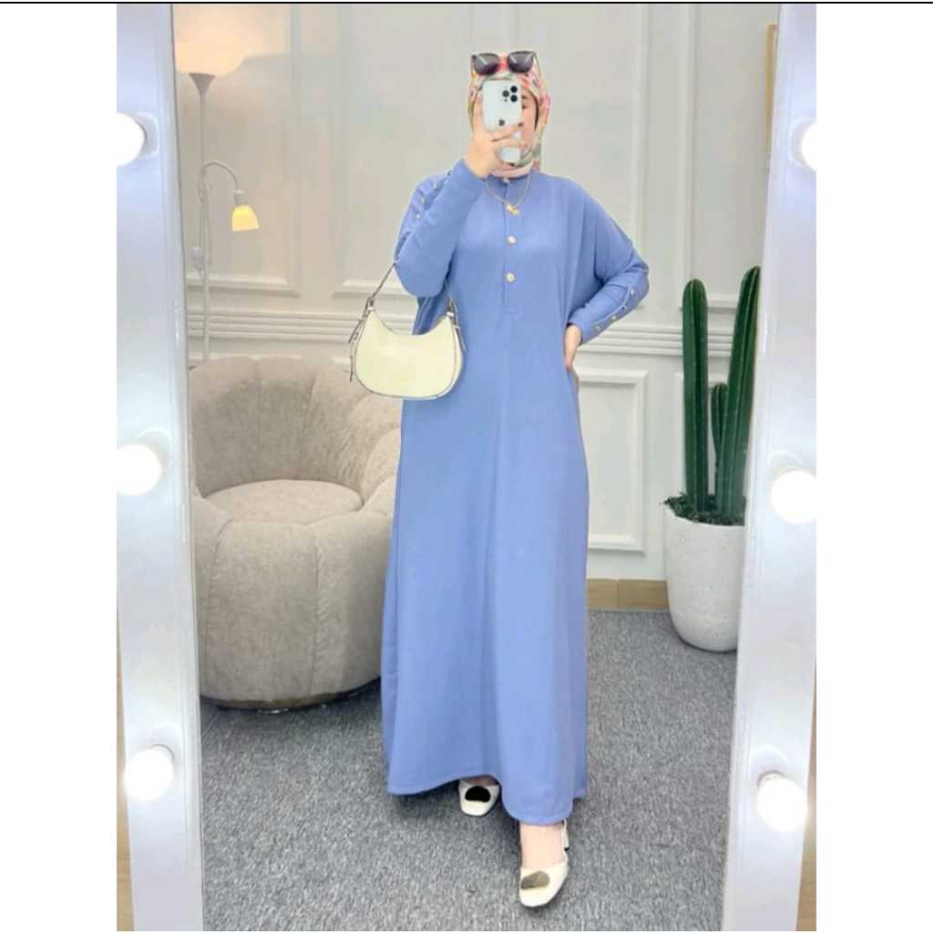GAMIS MUSLIM WANITA BUSUI KAOS KNIT ROPES POLOS