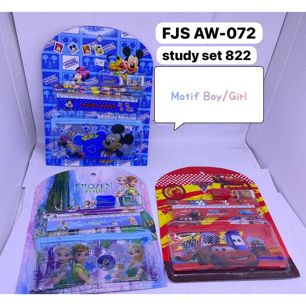 

Study Set/ Perlengkapan Alat tulis Set Karakter Lucu 6in1 + Tempat Pensil Resleting/ Stationery Set/ Paket Alat Tulis Anak Sekolah Motif Anak Cowok Cewek Random