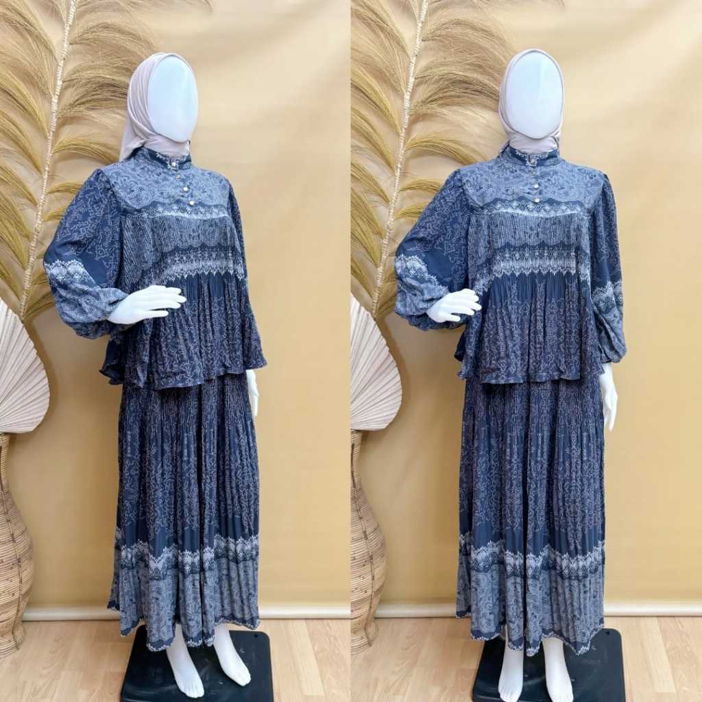 [ Nitaranz ] Setelan Wanita Bangkok Full Plisket Motif Etnic Terbaru | Setelan Kekinian Terbaru 2024