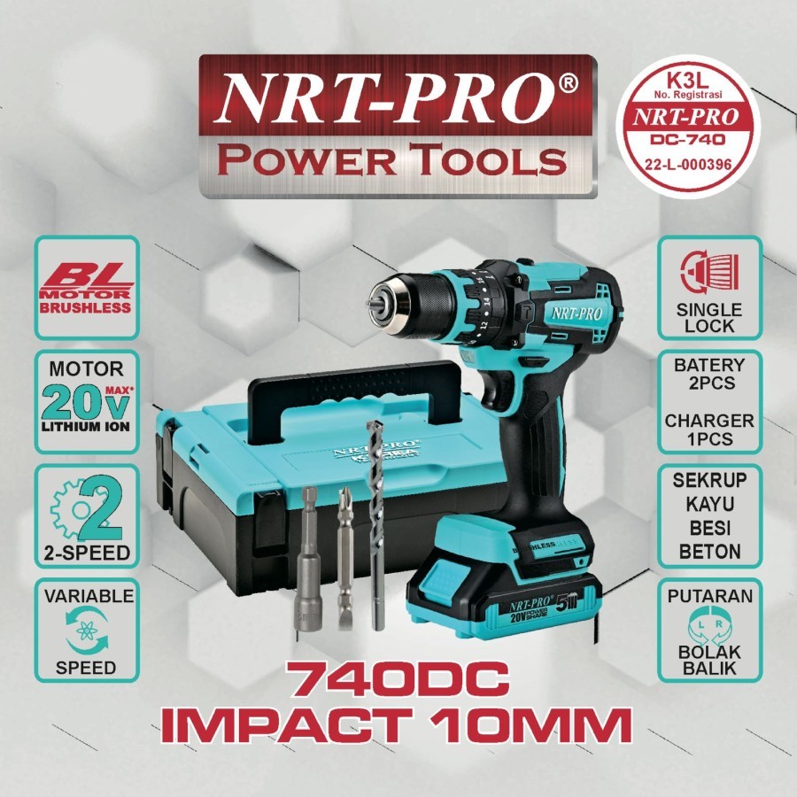 NRT PRO BOR BATERAI CORDLESS BRUSHLESS NRT-PRO 740DC / 740 DC
