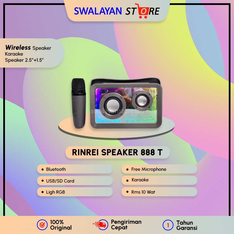 (BONUS MIC) SPEAKER BLUETOOTH KARAOKE RINREI 888T SPEAKER BLUETOOTH SPEAKER PORTABLE SPEAKER KARAOKE