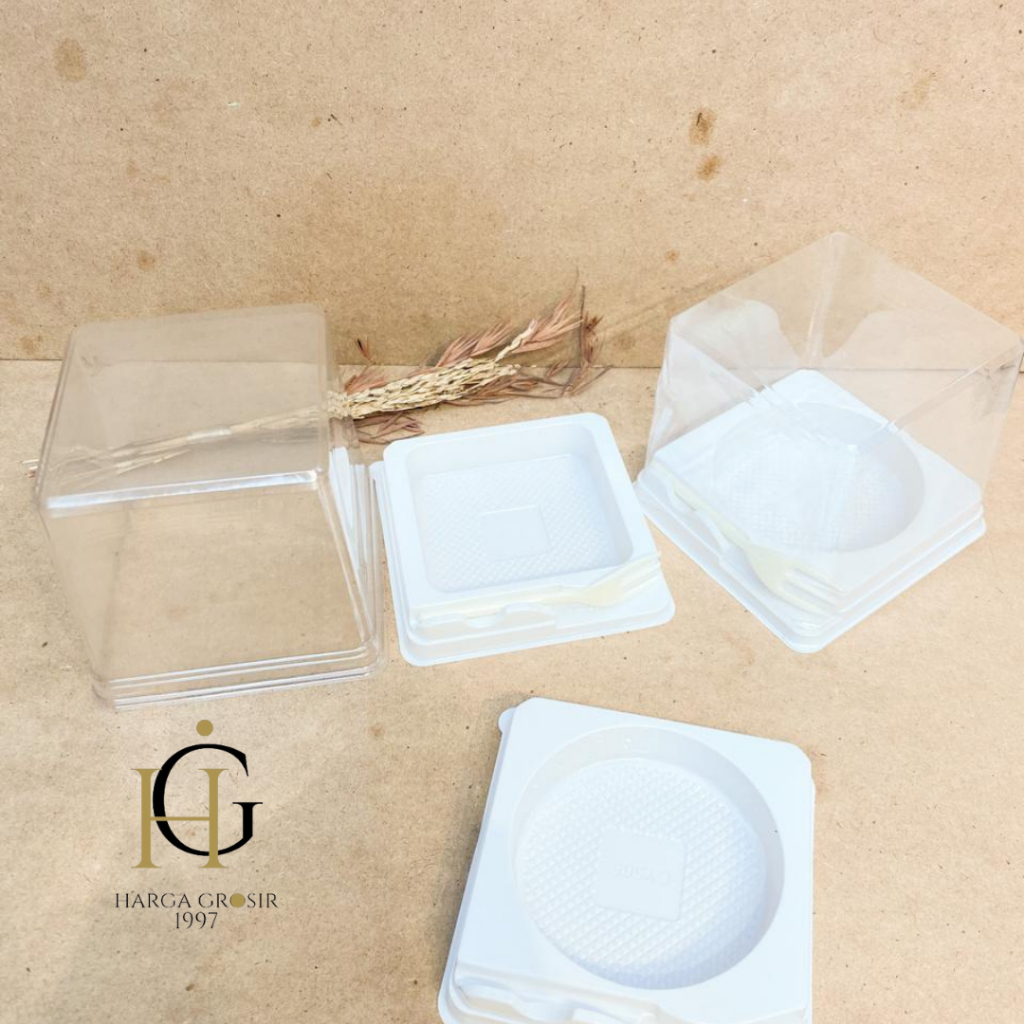 

Kotak mika transparan roll cake persegi dan bulat tambah garpu box bulu putih polos simple roll cake box kue termurah bisa cod lucu