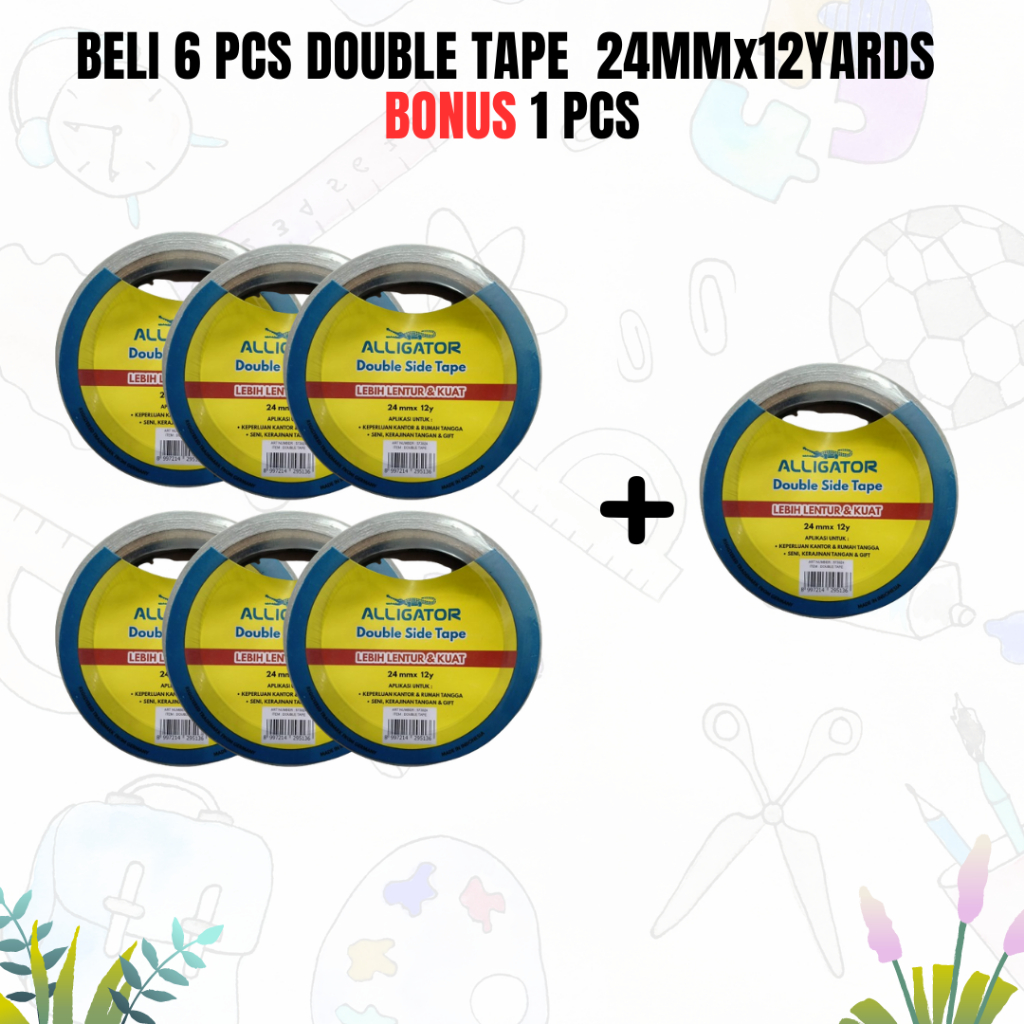 

BELI 6 GRATIS 1 / Double Tape Alligator 24mmx12yards