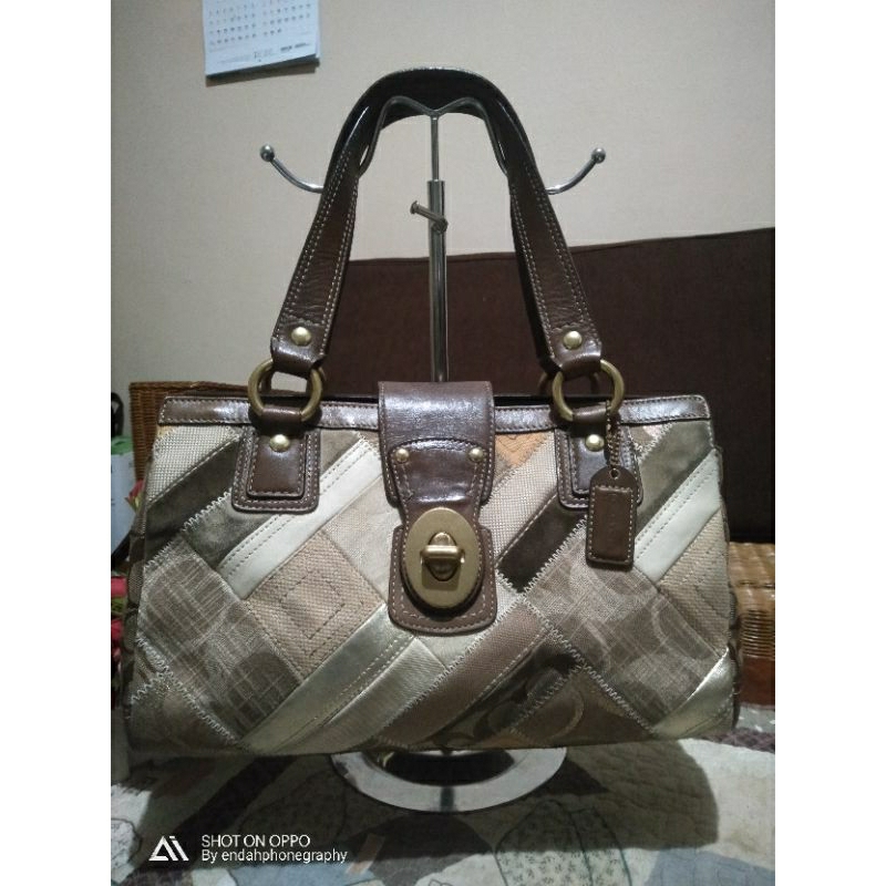 Coach patchwork tote brown bag