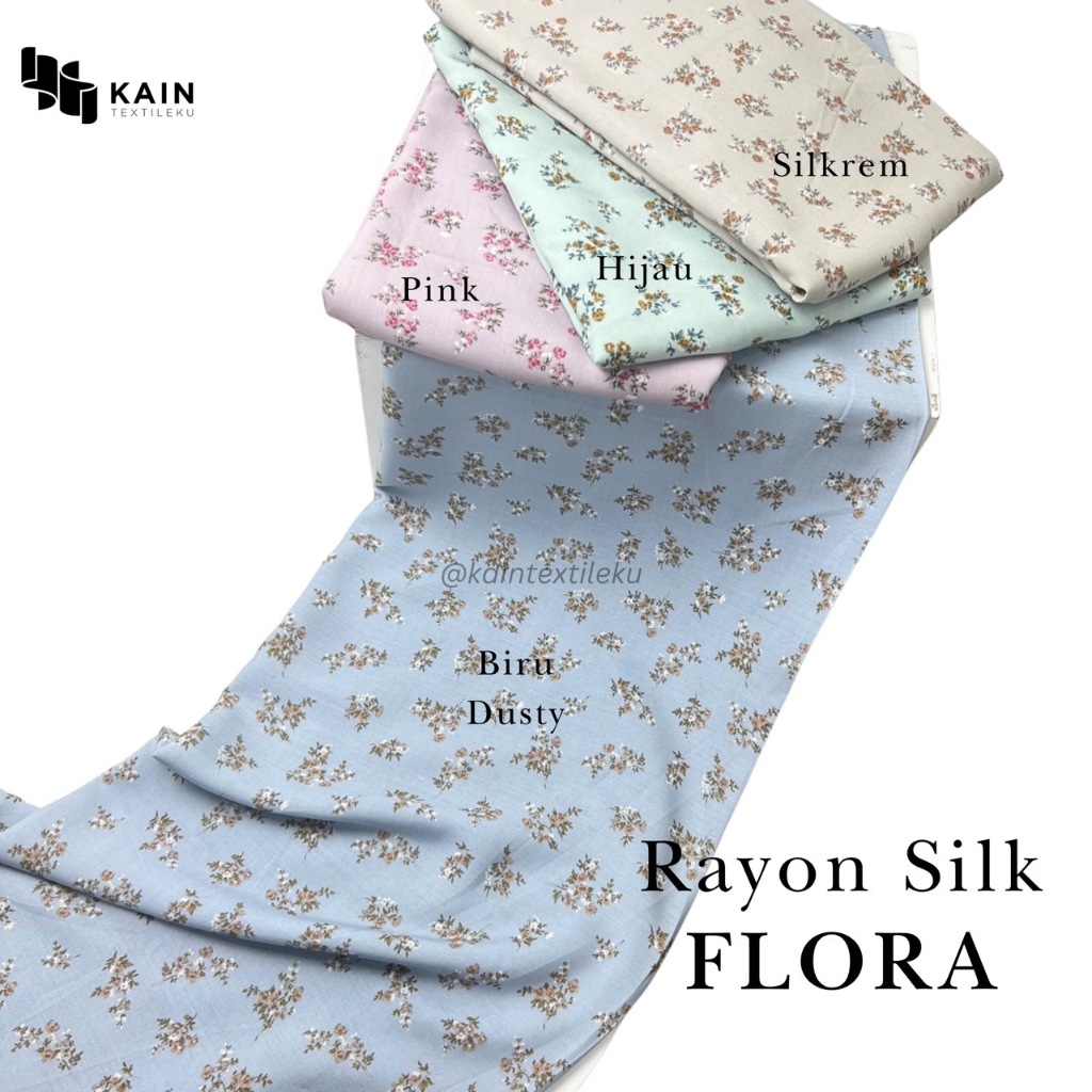 0,5 meter Bahan Kain Rayon Silk Flora