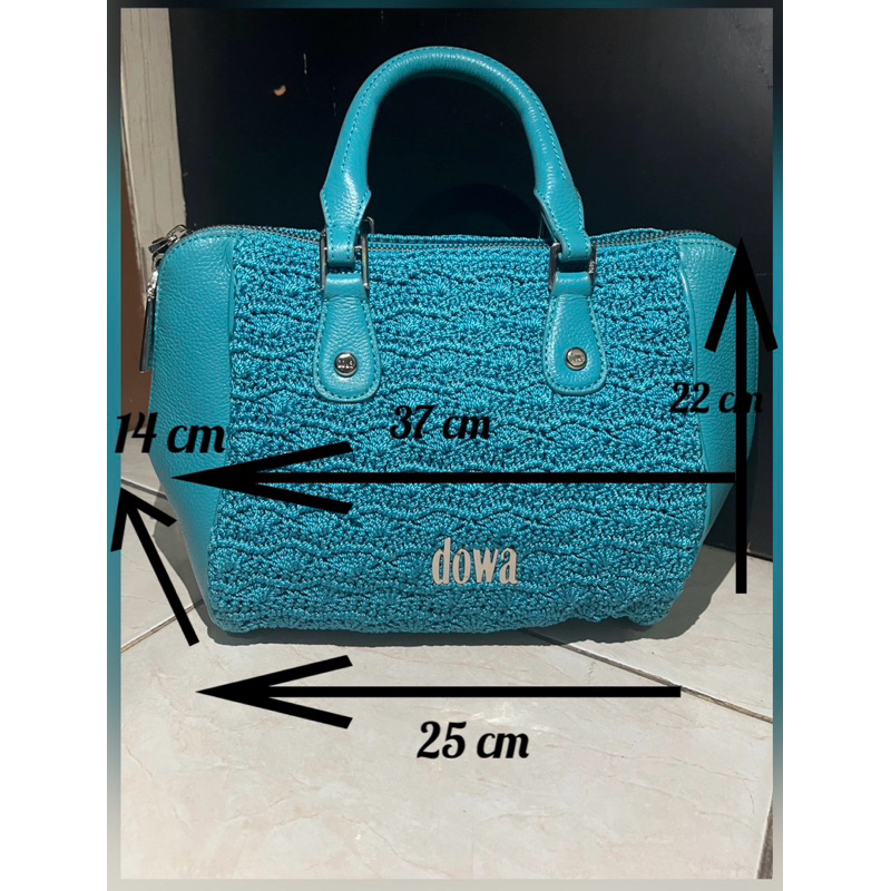 Tas Dowa Biru Rajut Jogja handbag/slingbag tali panjang preloved
