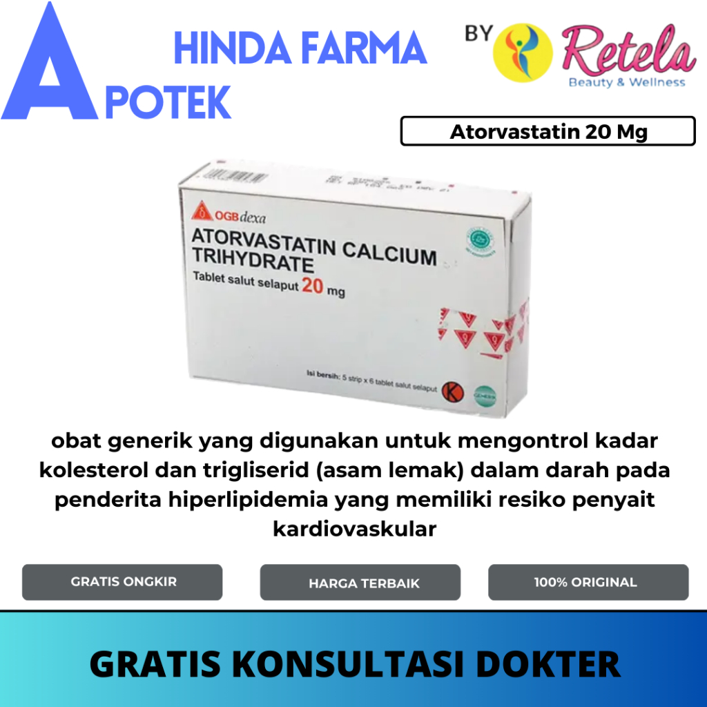 Atorvastatin 20 Mg 1 Strip 6 Tablet Dexa