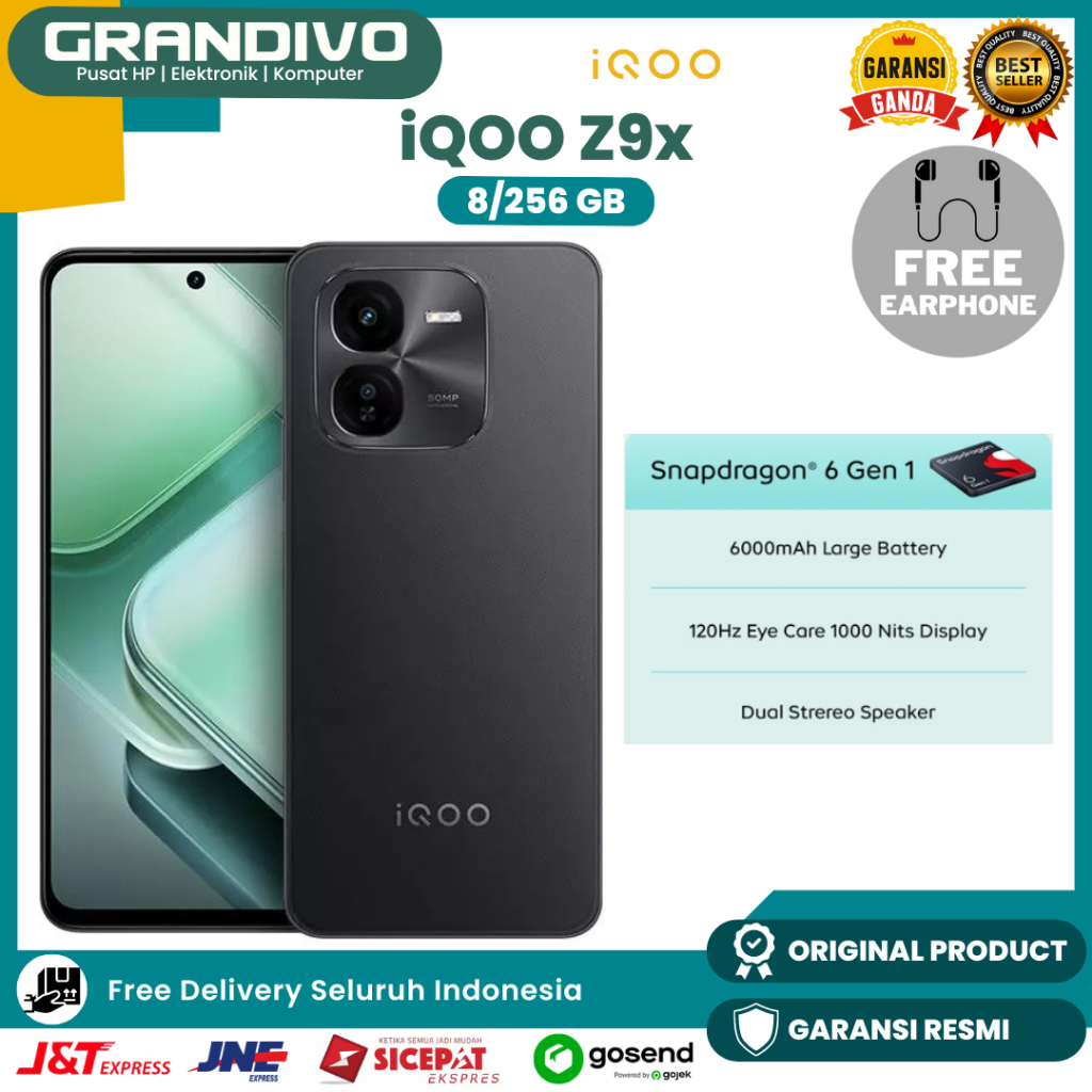 Vivo iQOO Z9x 5G 8/256 GB Snapdragon 6 Gen 1 (ANTUTU 570,456+) 1000nits 120Hz 6000mAh 44W FastCharge