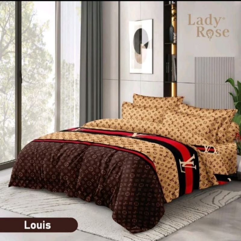 BED COVER SET SPREI RUMBAI LADY ROSE 180X200 (KING SIZE) @LOUIS LEMBUT, HALUS DAN TERMURAH