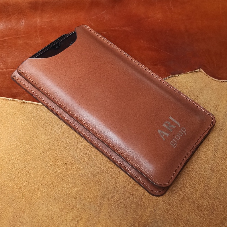 DIJAMIN MURAH DOMPET SARUNG HP ISI 2 DOUBLE KULIT ASLI SEMUA TIPE HP CUSTOM NAMA