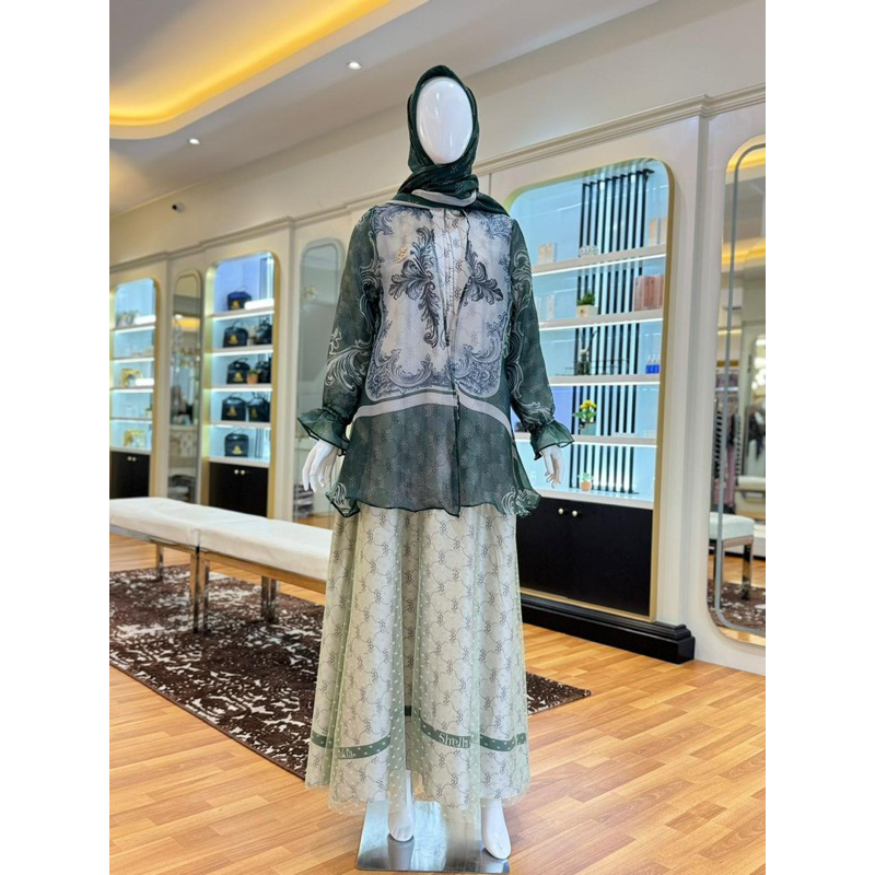 dress set hijab outer organza Original shellasaukia