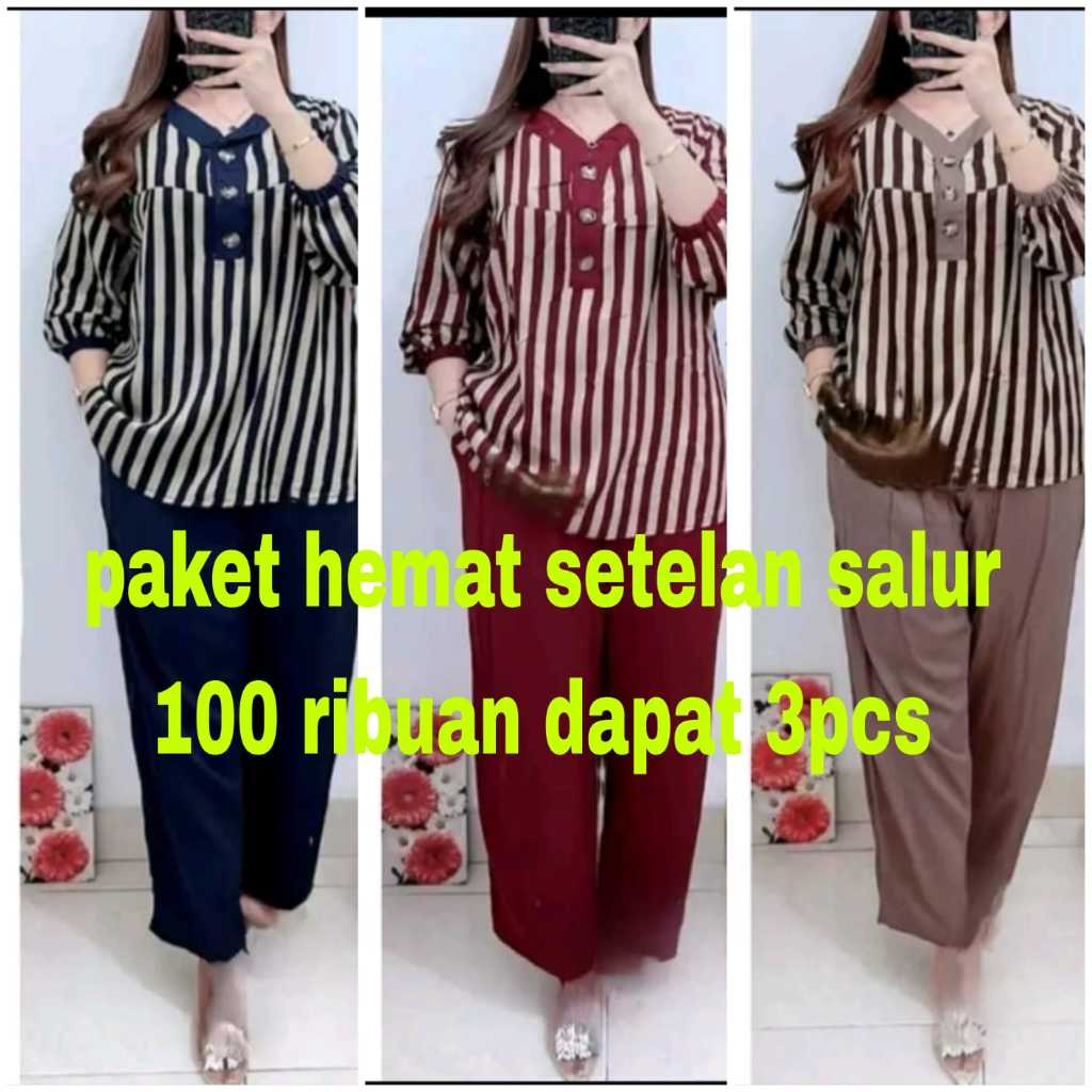 PAKET HEMAT SETELAN WANITA SALUR 100 RIBUAN DAPAT 3 BAJU