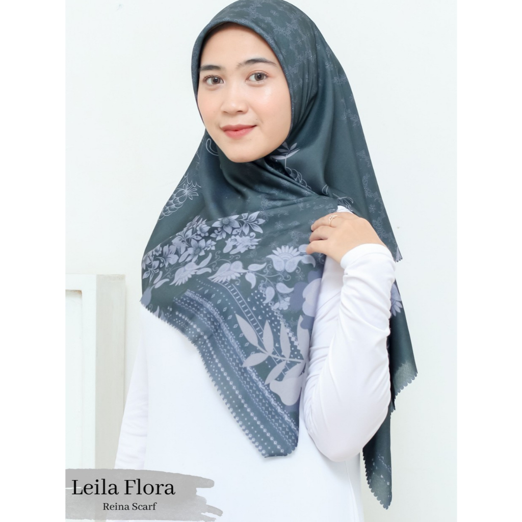 Jilbab Segi Empat Motif Leila Flora Voal Arabian Lasercut | Hijab Kerudung Motif