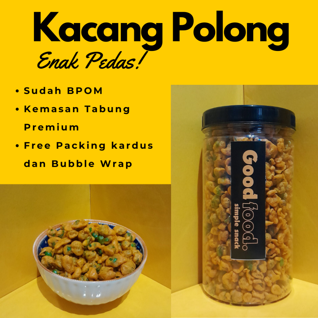 

GOOD Snack Kacang Polong Enak Pedas Cemilan Makanan Ringan Kemasan 1000ml Termurah Berkualitas