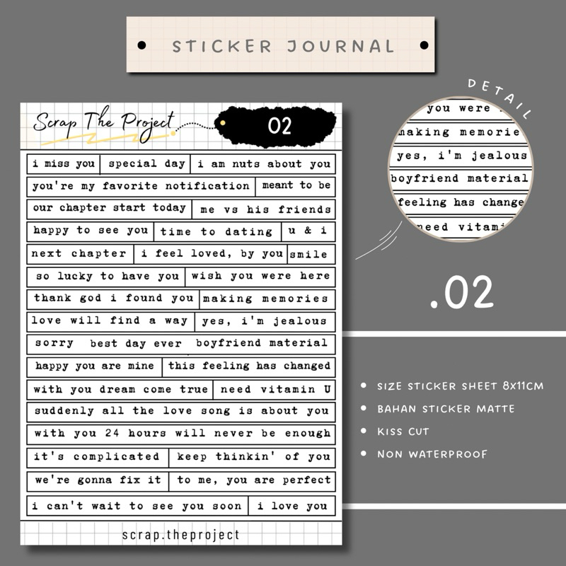 

STICKER PLANNER JOURNAL / LOVE QUOTES DECO STICKER / STP - 02
