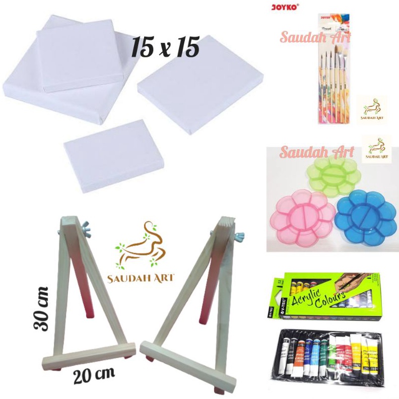 

PROMO TERBATAS Paket Lukis Lengkap kanvas 15x15kuaspaletcat akrilik easel 2x3