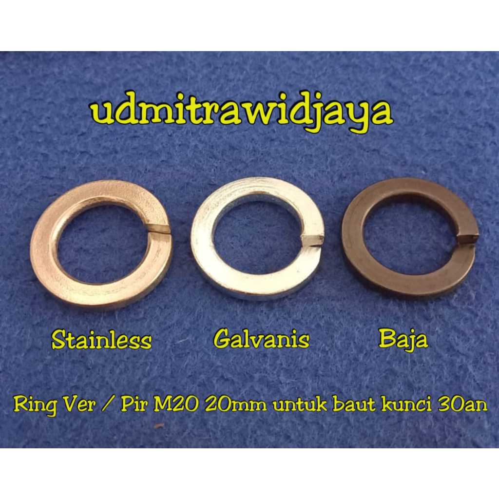 Ring per ver pir baja galvanis stainless 20mm kunci 30 30an / ringpir baja m20 / ring ver baja M20 l