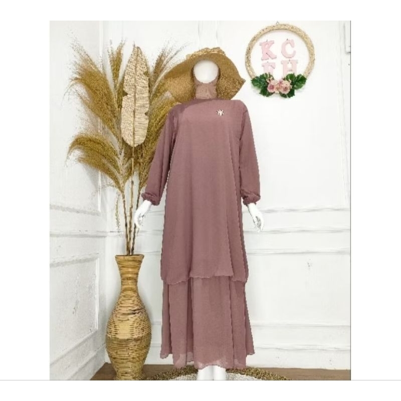 Gamis Ceruty Malaysia warna NUDE