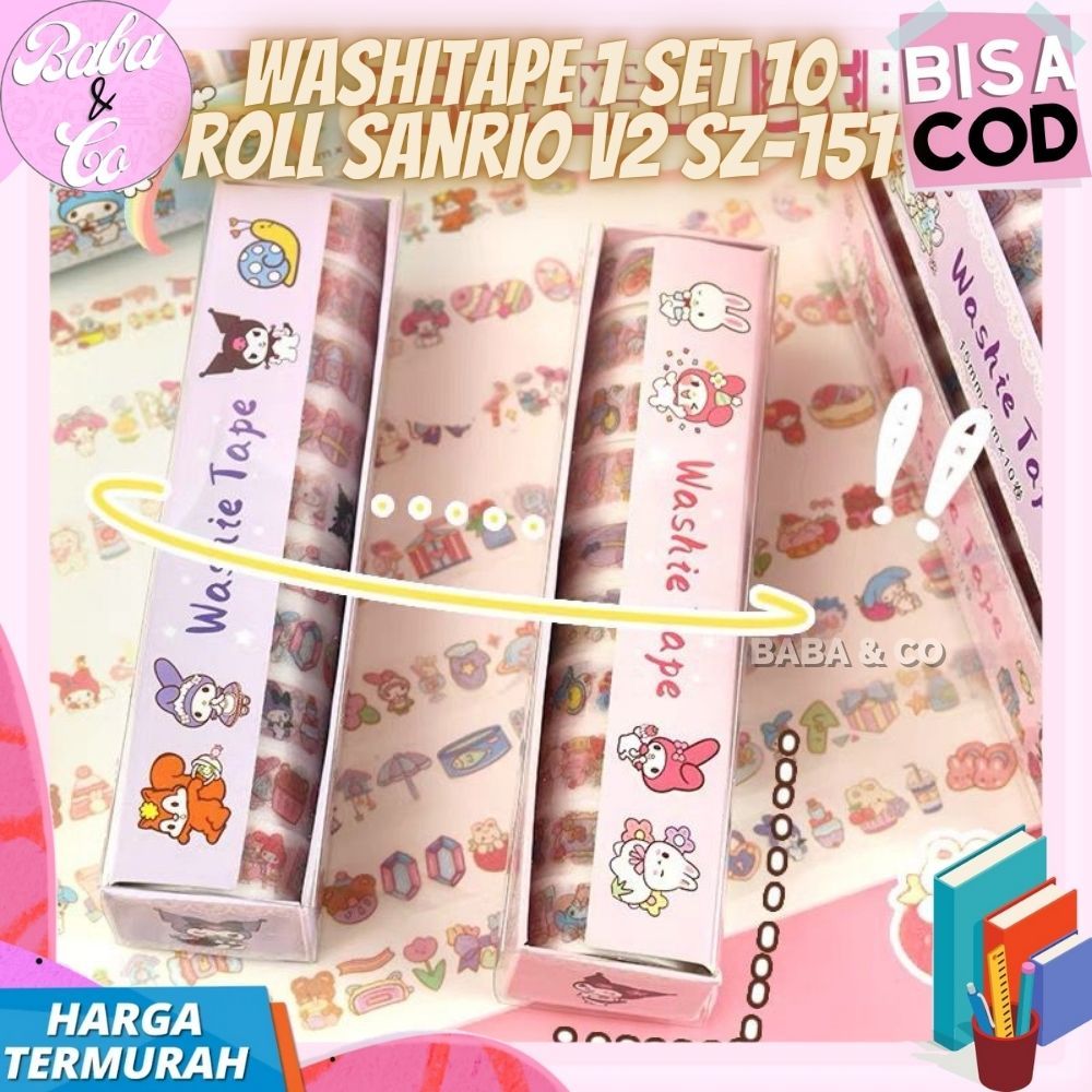 

WASHITAPE SANRIO V2 1 SET 10 ROLL STIKER ROLL SANRIO SZ-151 WASHITAPE ROLL SANRIO LUCU UNIK