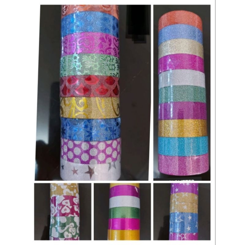 

isolasi glitter / isolasi motif lucu untuk kertas kado (isi 10 roll)