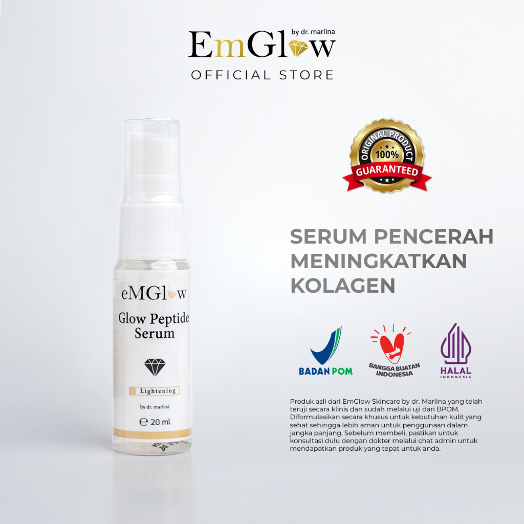 EMGLOW - GLOW PEPTIDE SERUM | Acetyl Glycyl Beta Alanine Serum Pencerah Wajah, Menyamarkan Flek & Me