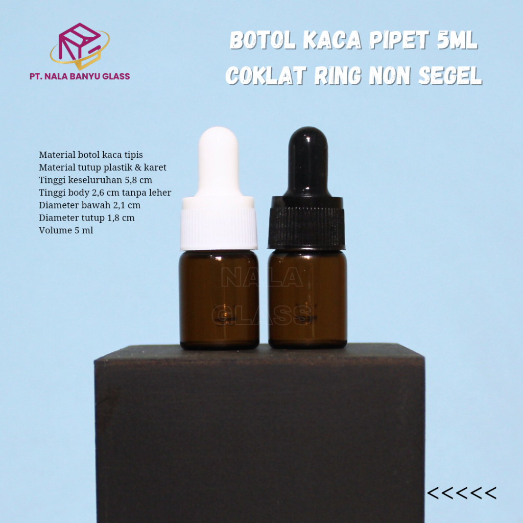 botol kaca pipet 5ml / botol tetes 5ml / botol serum 5ml - ring putih