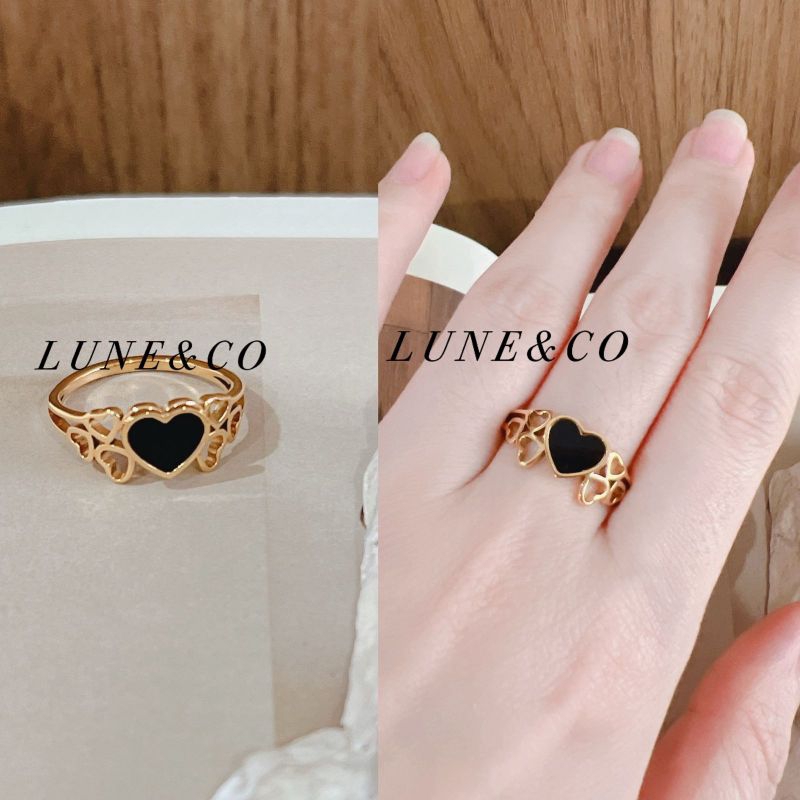 CS315 Cicin Love Hitam Mata Tingkat Titanium Stainless Anti Karat Anti Alergi Awet High Quality