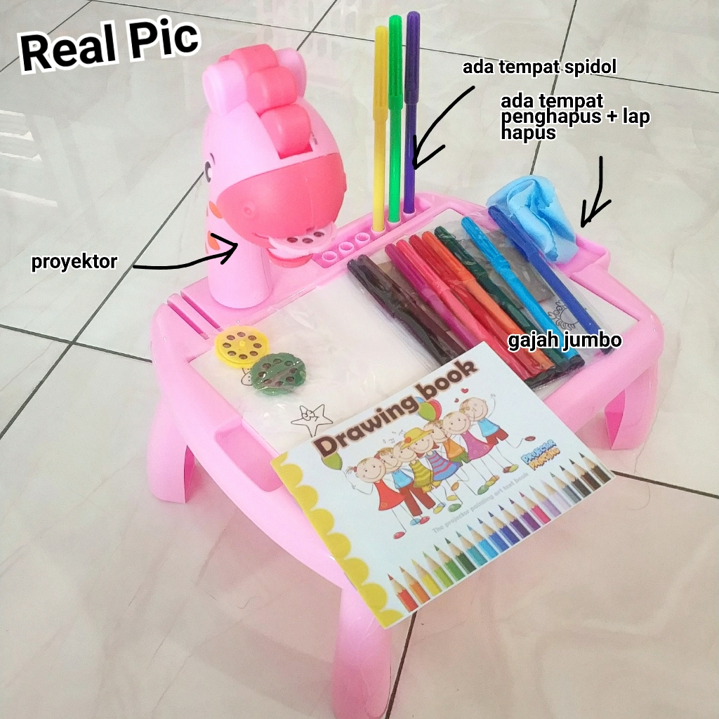 

Meja Gambar Papan Tulis Anak Proyektor Jerapah Whiteboard Spidol Drawing Projector Desk