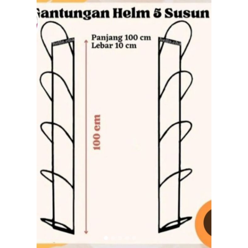 rak helm gantung 5 susun