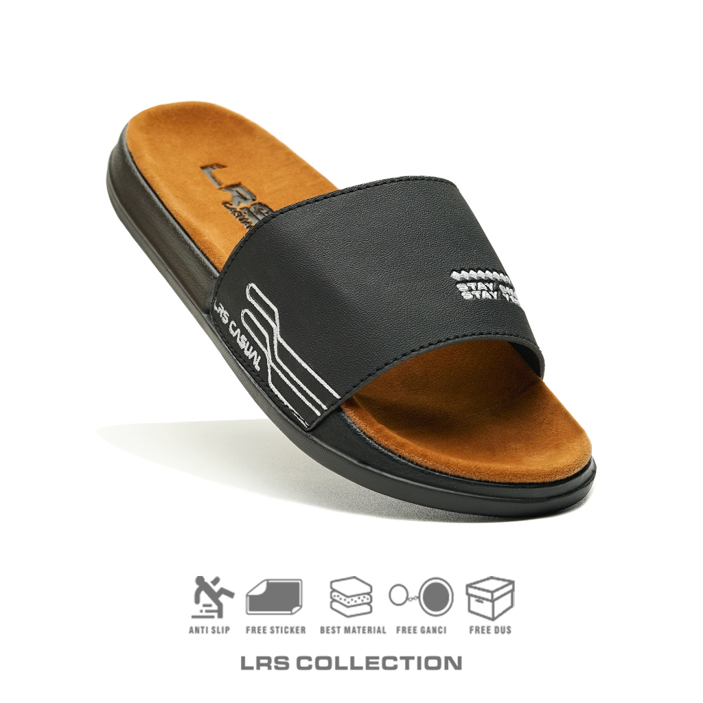 LRS Collection - Sandal Pria Wanita Visible Suede - Black Tan