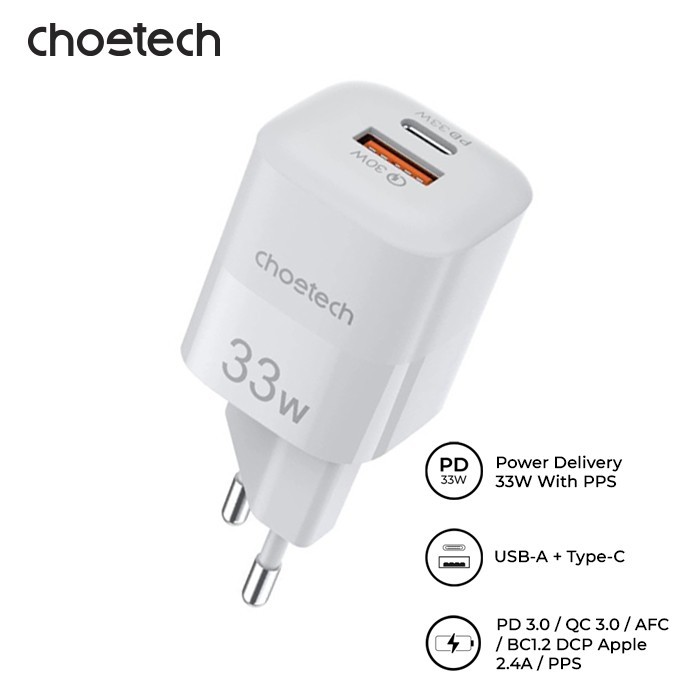 Choetech PD5006 Adaptor A+C Dual Port PD PPS 33W