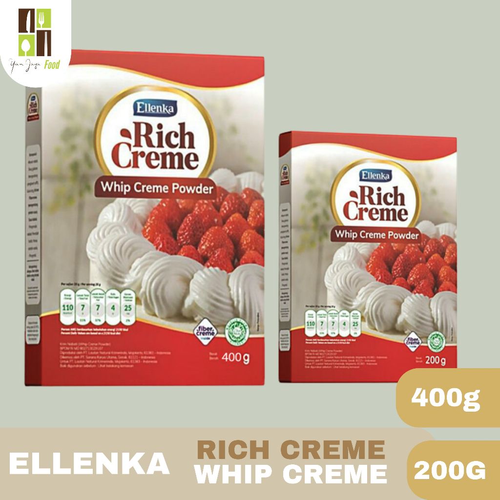 

Ellenka Rich Creme Whip Creme Powder / Wipping / Krim Bubuk / Busa Makanan Kemasan 200g/400g