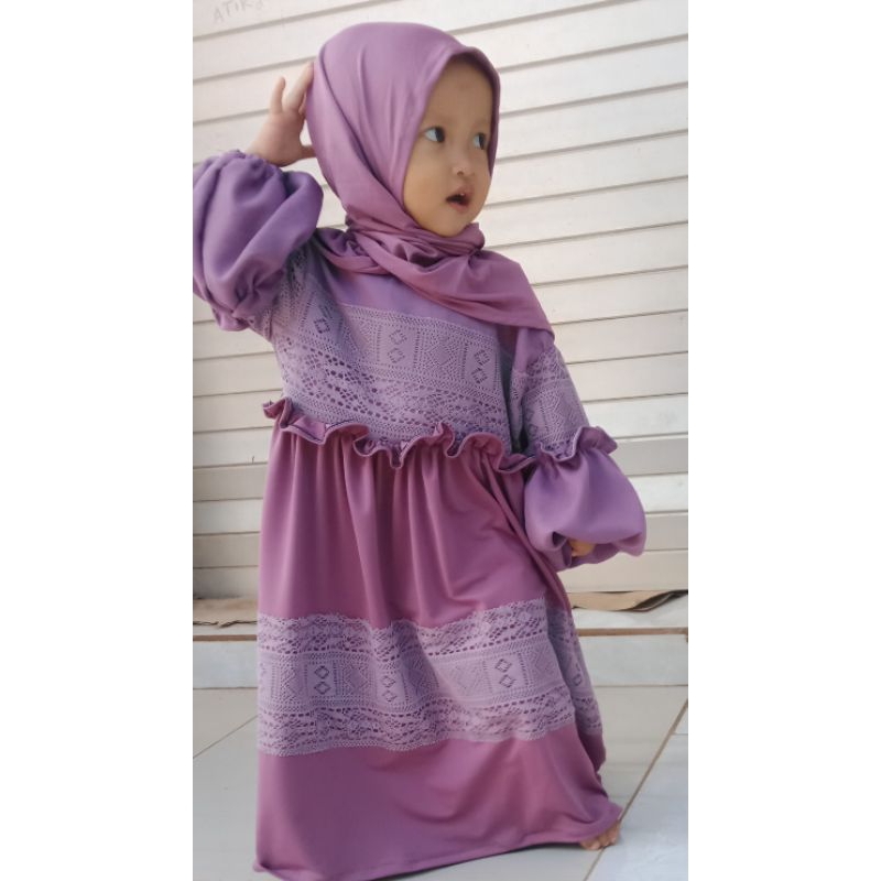Aurauwais - Zulfana set dress gamis anak perempuan