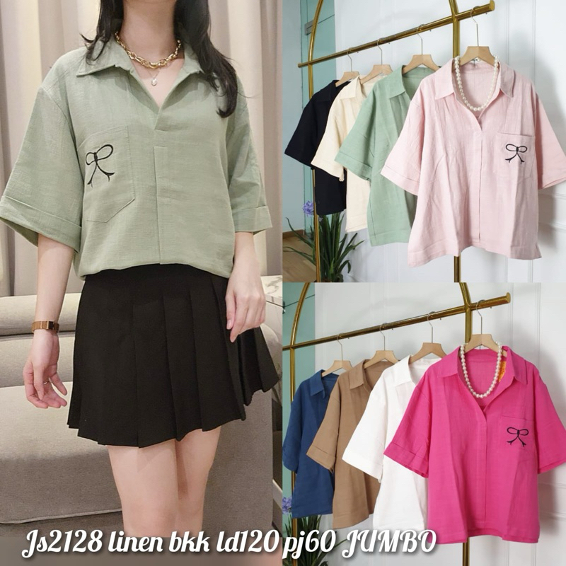 blouse / blus / atasan wanita LD120 jumbo bahan linen js2128