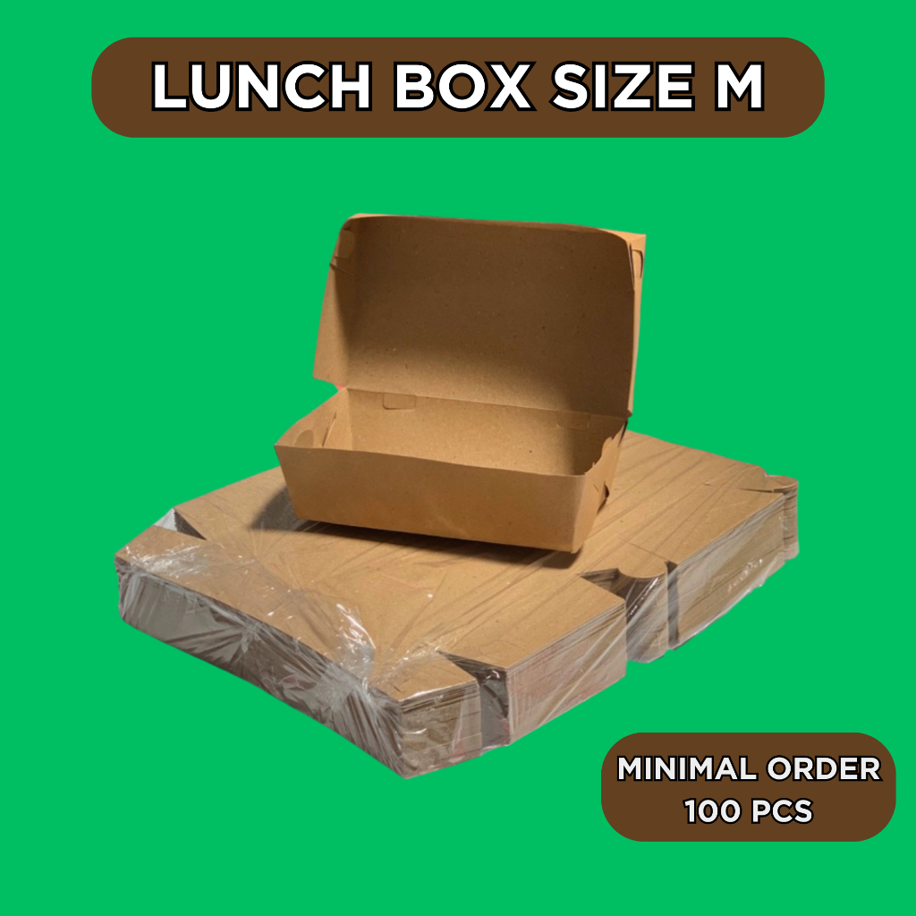 Paper Lunch Box Kraft M  Kemasan Makanan Ayam Geprek Mie Nasi Goreng Laminasi Food Grade